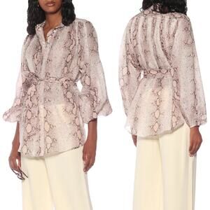 Zimmermann Bellitude‎ Ramie Batwing Sleeve Blouse Snake-Print